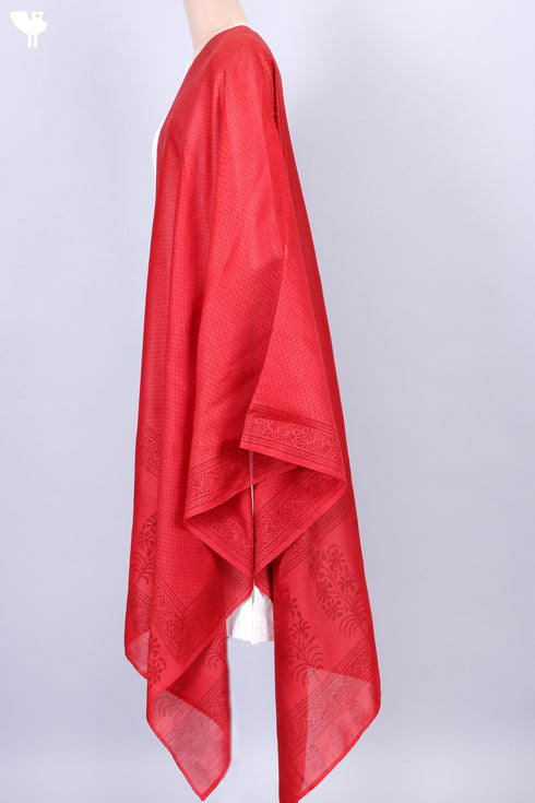 Chanderi Silk Dupatta In Textured Floral Block Print
